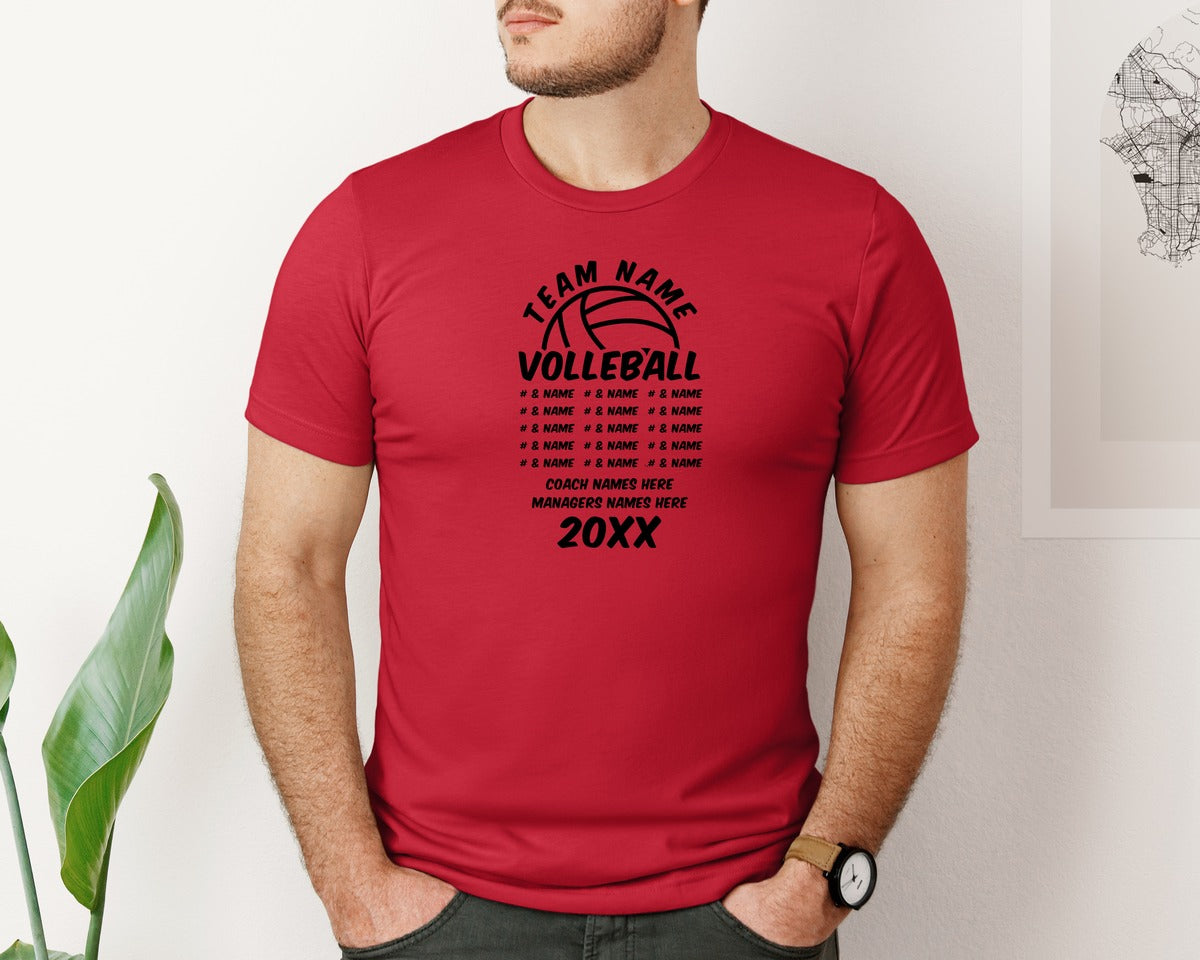 brand:Bella Canvas|color:Red|Volleyball Team Volleyball Team Graphic T-Shirt
