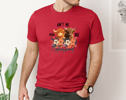 brand:Bella Canvas|color:Red|Aint No Hood Like Motherhood Mom Graphic T-Shirt