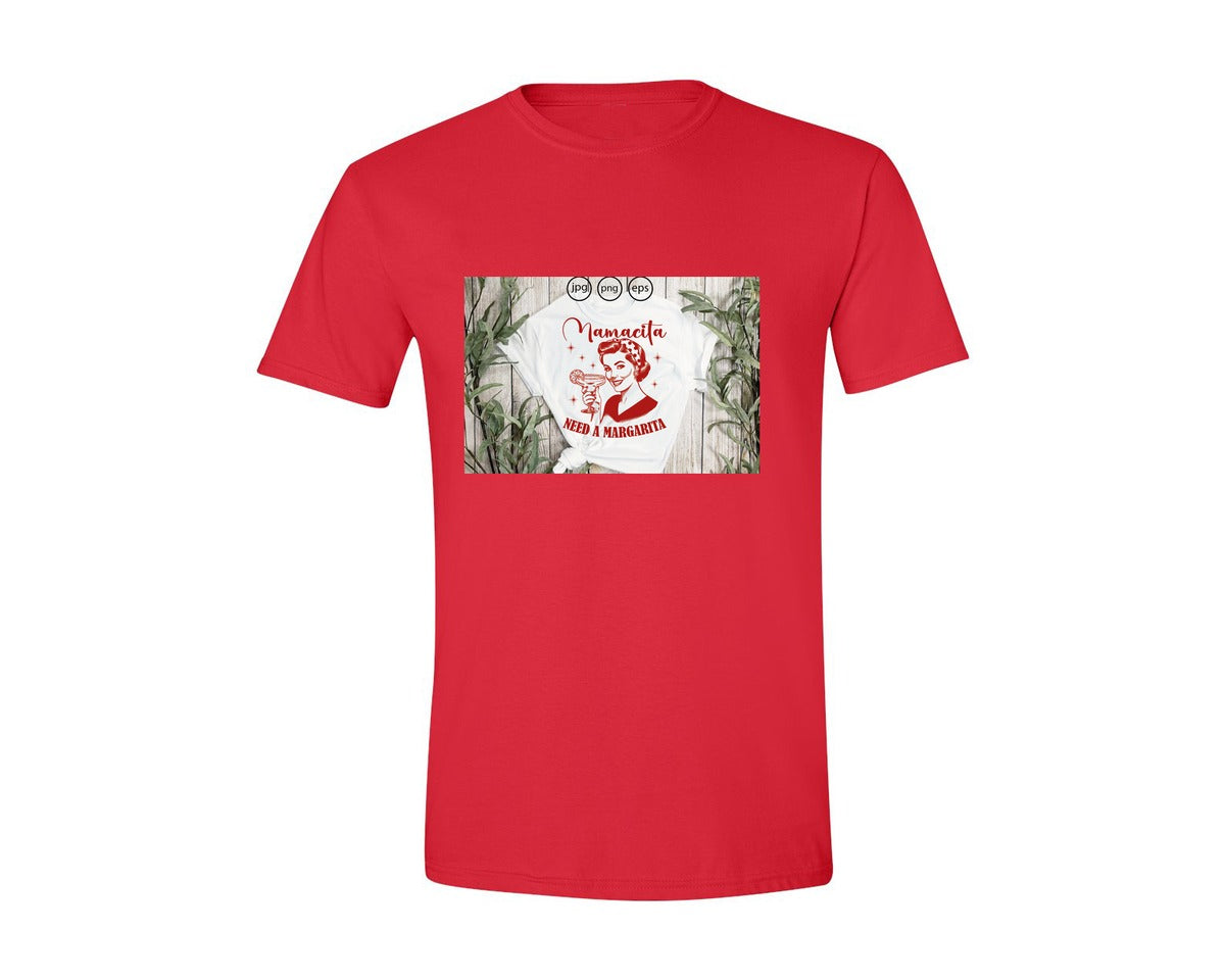 brand:Generic|color:Red|Mamacita Needs A Margarita 26 Graphic T-Shirt