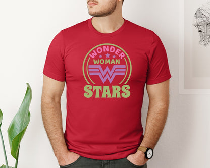 brand:Bella Canvas|color:Red|Wonder Woman Stars Womens Day Quote 8 Graphic T-Shirt