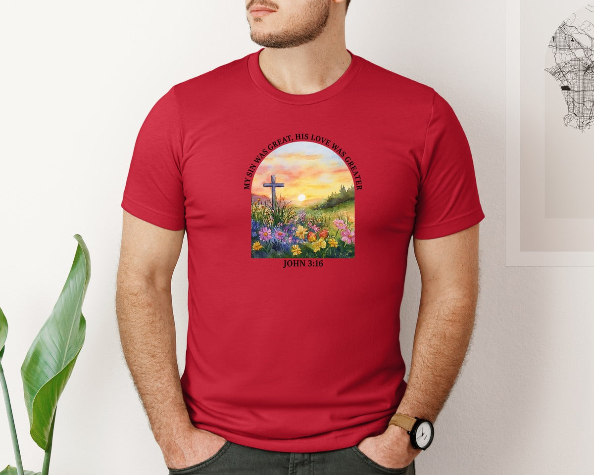 brand:Bella Canvas|color:Red|Floral Christian Bible Verse Graphic T-Shirt