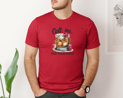 brand:Bella Canvas|color:Red|Call Me Old Fashioned Retro Whiskey 2 Graphic T-Shirt