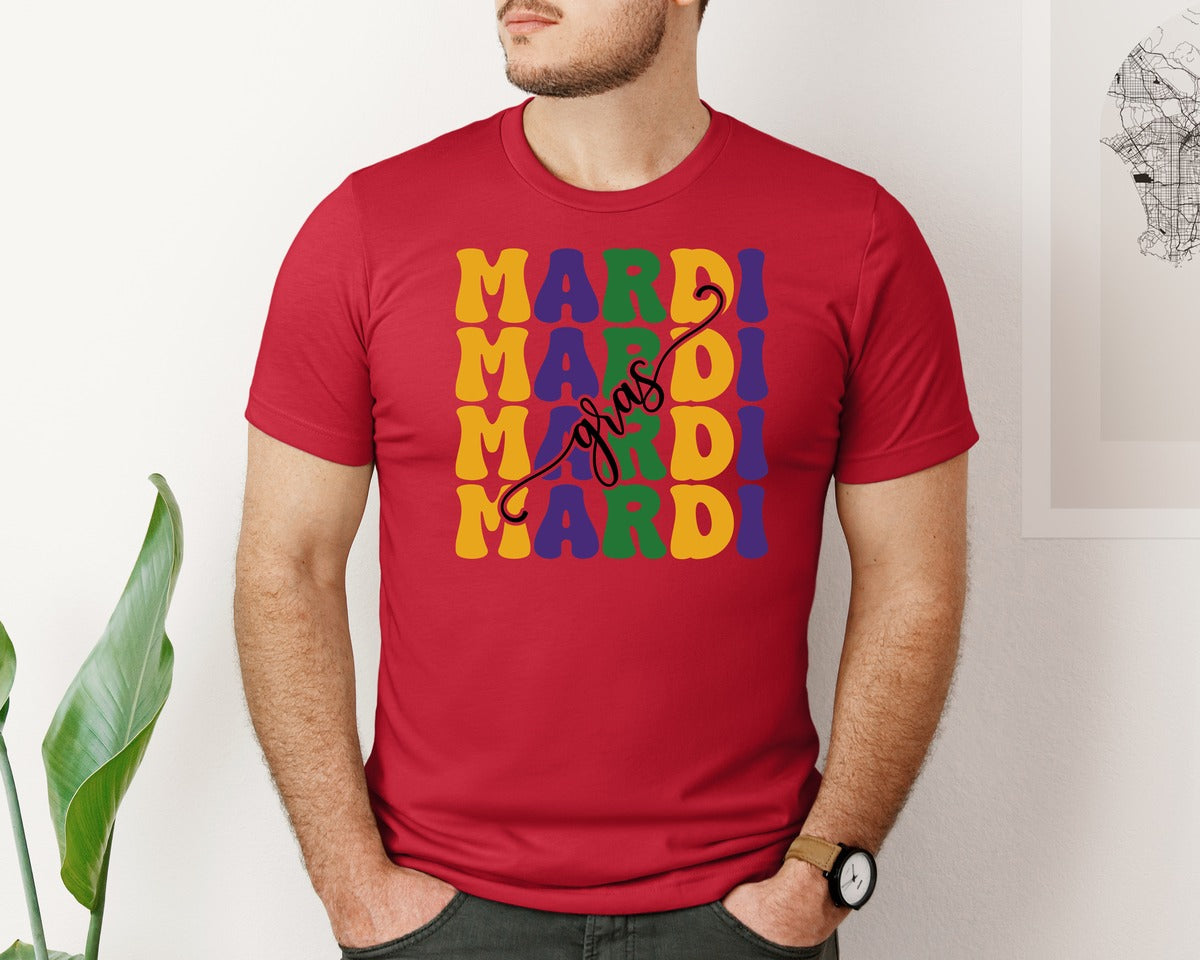 brand:Bella Canvas|color:Red|Mardi Gras 24 Graphic T-Shirt