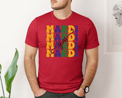 brand:Bella Canvas|color:Red|Mardi Gras 24 Graphic T-Shirt