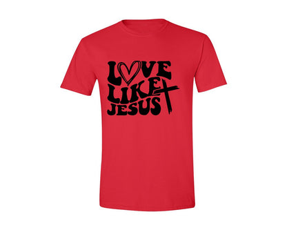brand:Generic|color:Red|Love Like Jesus Wavy 2 Graphic T-Shirt