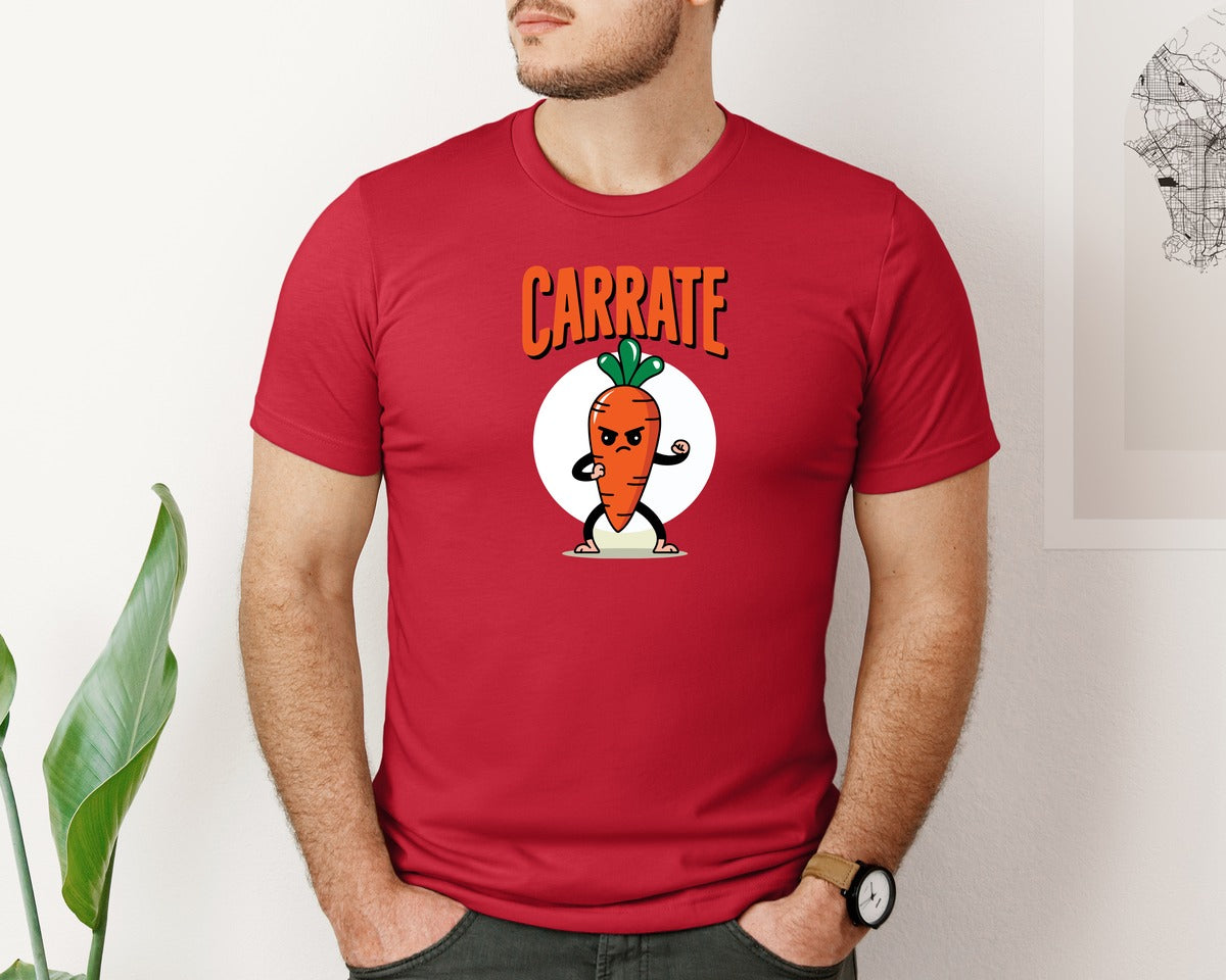 brand:Bella Canvas|color:Red|Carrate Karate Carrot T Shirt Design 2 Graphic T-Shirt