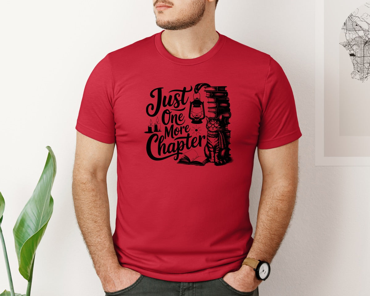 brand:Bella Canvas|color:Red|Just One More Chapter T Shirt Design Graphic T-Shirt