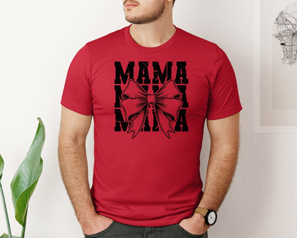 brand:Bella Canvas|color:Red|Mama Mom Mama Coquette Graphic T-Shirt