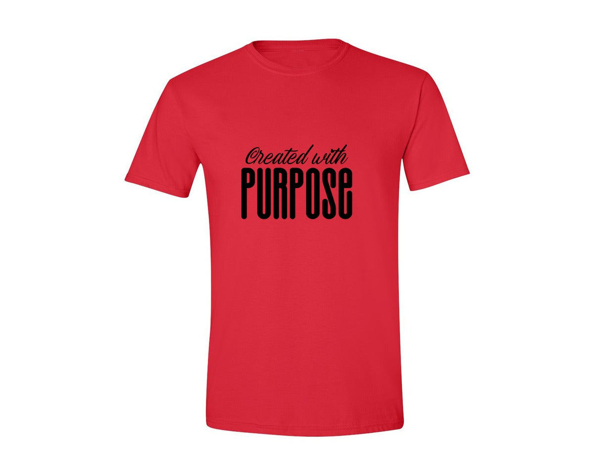 brand:Generic|color:Red|Created With Purpose Sleeve Design Graphic T-Shirt