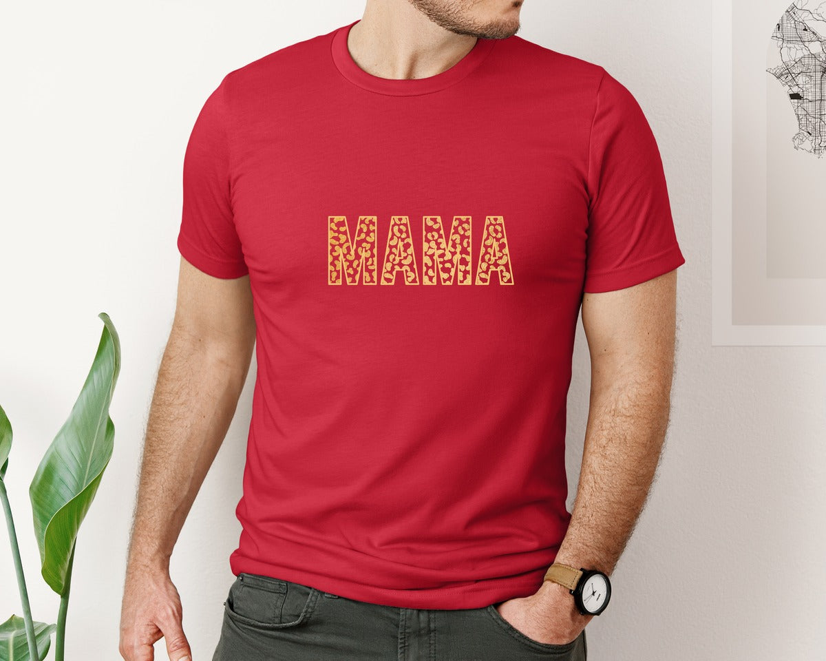 brand:Bella Canvas|color:Red|Leopard Print Mama Mom Day Graphic T-Shirt