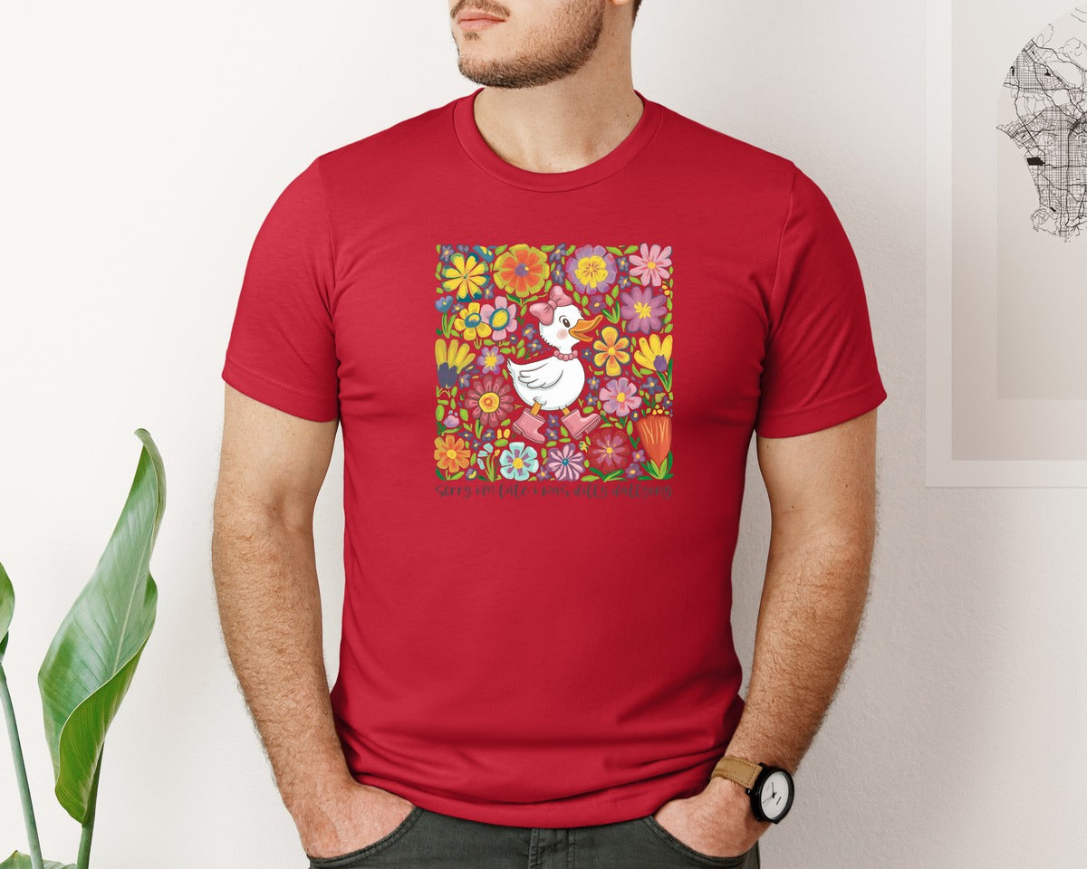 brand:Bella Canvas|color:Red|Funny Mama Goose Boho Floral Graphic T-Shirt