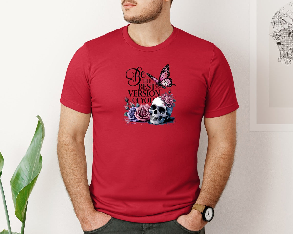 brand:Bella Canvas|color:Red|Be The Best Version Of You Self Love 2 Graphic T-Shirt