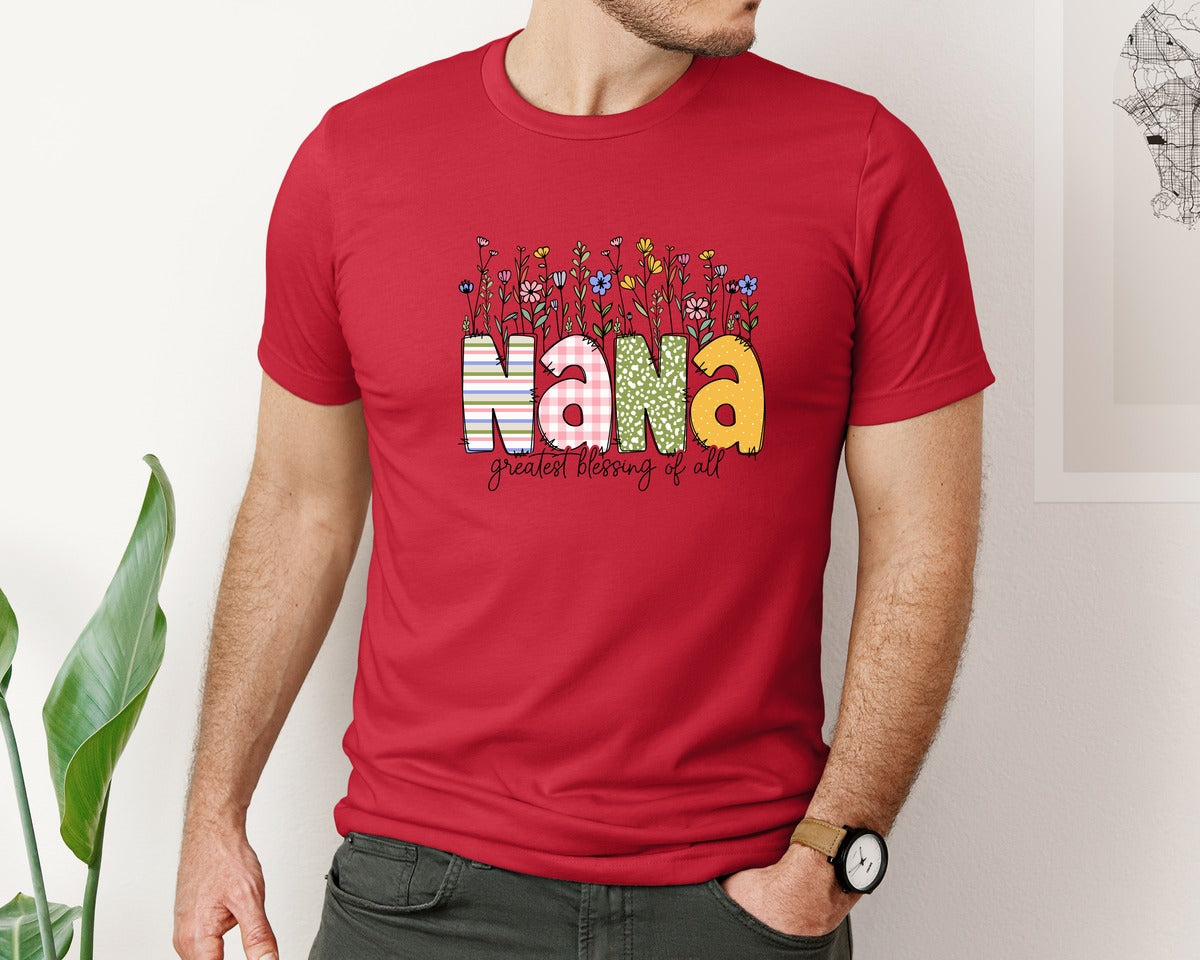 brand:Bella Canvas|color:Red|Nana Greatest Blessing Nana Graphic T-Shirt