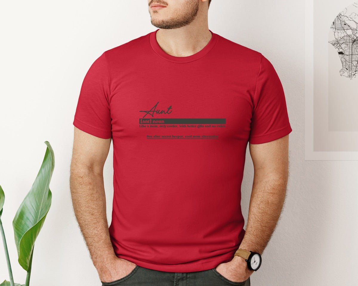 brand:Bella Canvas|color:Red|Aunt Funny Definition Graphic T-Shirt