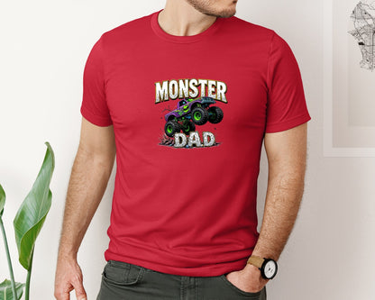 brand:Bella Canvas|color:Red|Fathers Day Monster Truck T Shirtdesign Graphic T-Shirt