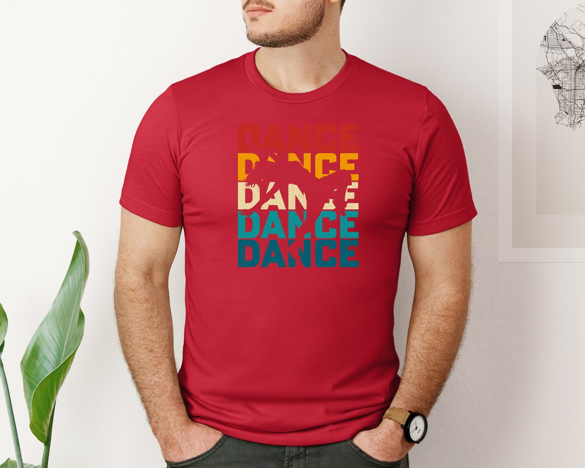 brand:Bella Canvas|color:Red|Dance Retro Dancing Graphic T-Shirt