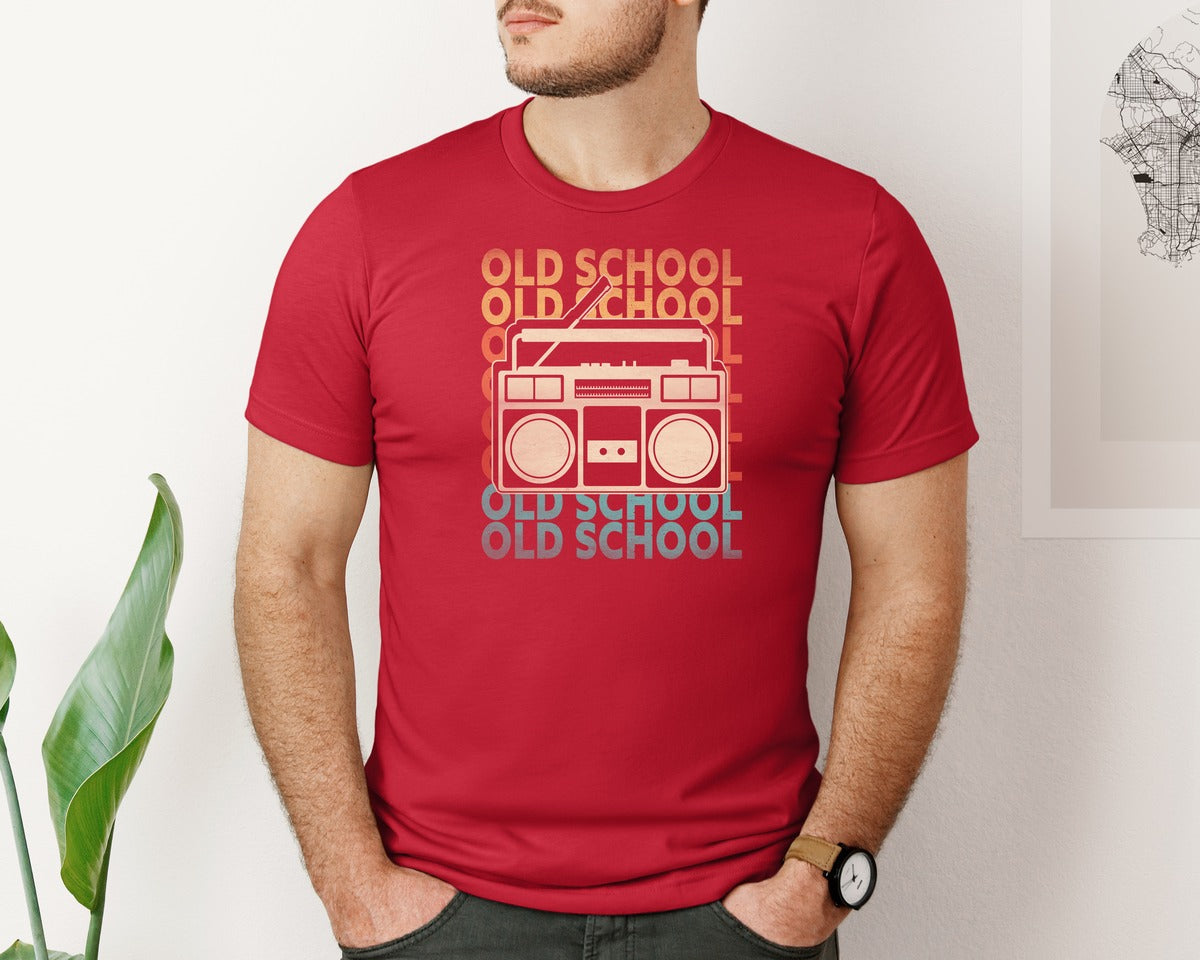 brand:Bella Canvas|color:Red|Retro 80S 90S Old School T Shirt Design Graphic T-Shirt