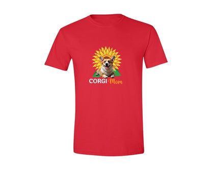 brand:Generic|color:Red|Corgi Mom Sunflower Graphic T-Shirt