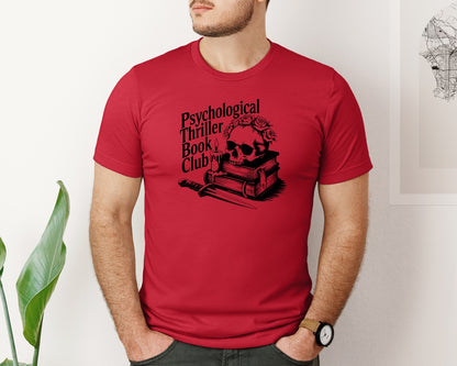 brand:Bella Canvas|color:Red|Psychological Thriller Book Club T S Graphic T-Shirt