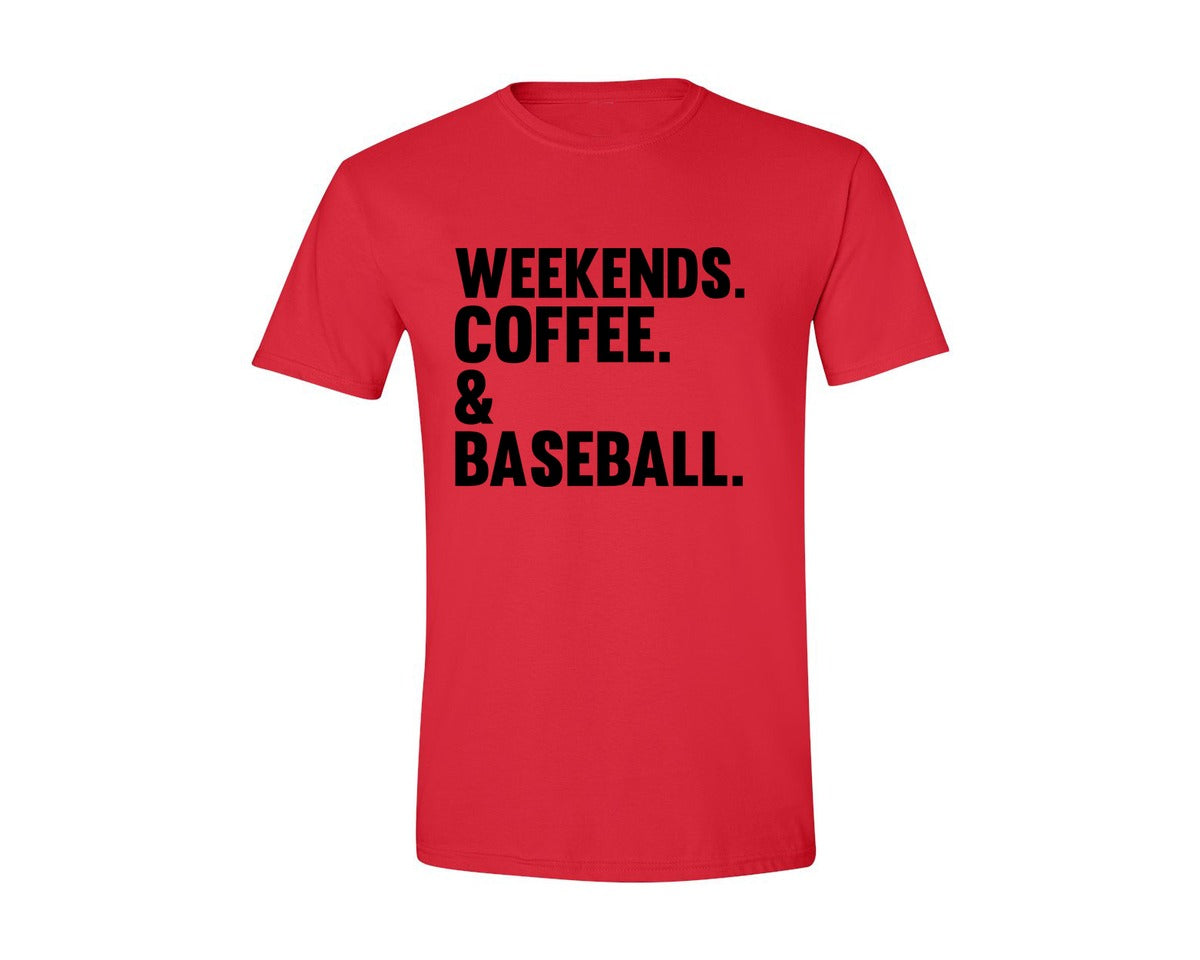 brand:Generic|color:Red|Weekends Coffee Baseball Tshirt Design Graphic T-Shirt