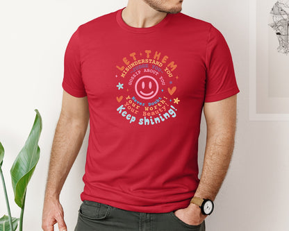 brand:Bella Canvas|color:Red|Let Them Keep Shining Inspirat Graphic T-Shirt