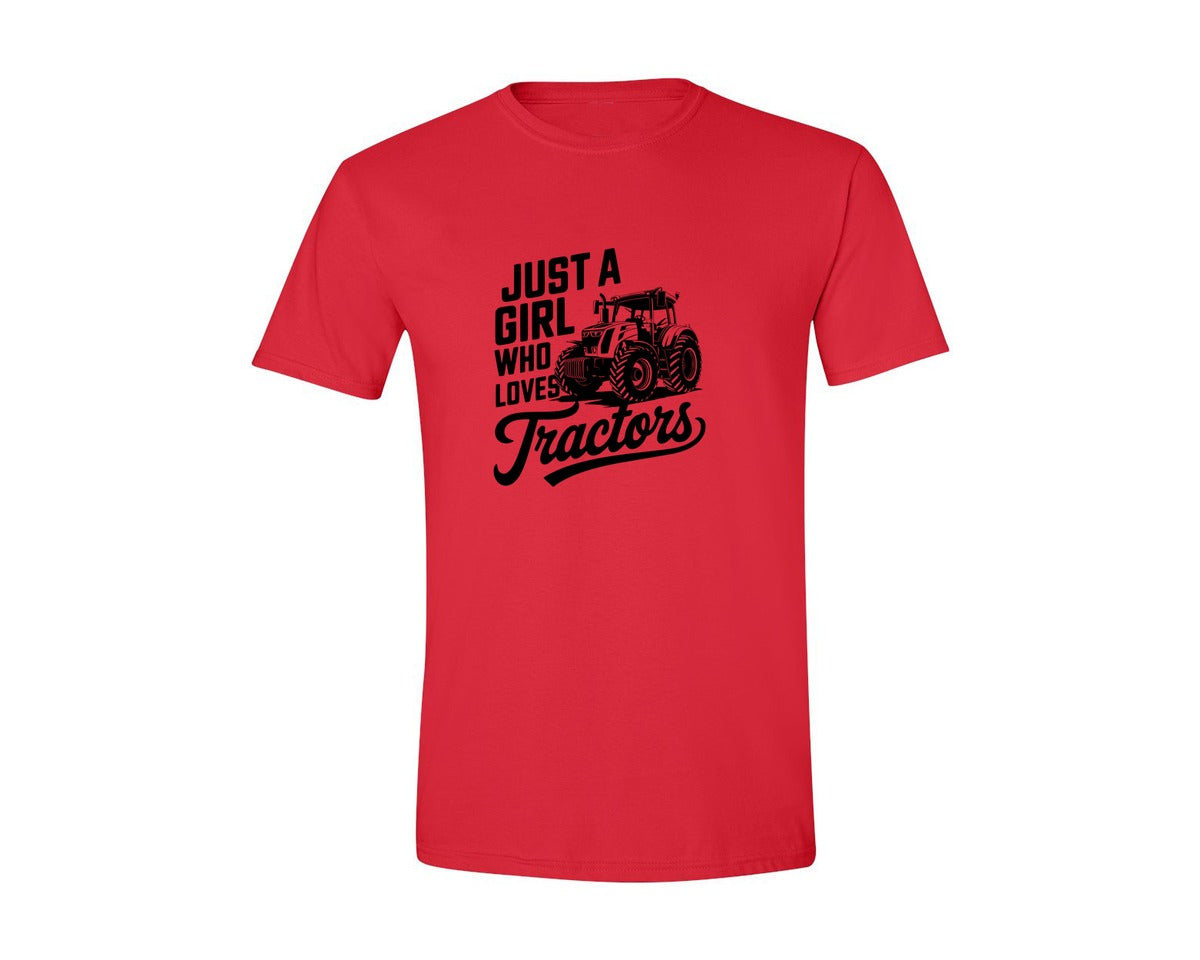 brand:Generic|color:Red|Just A Girl Who Loves Tractors T Shi Graphic T-Shirt