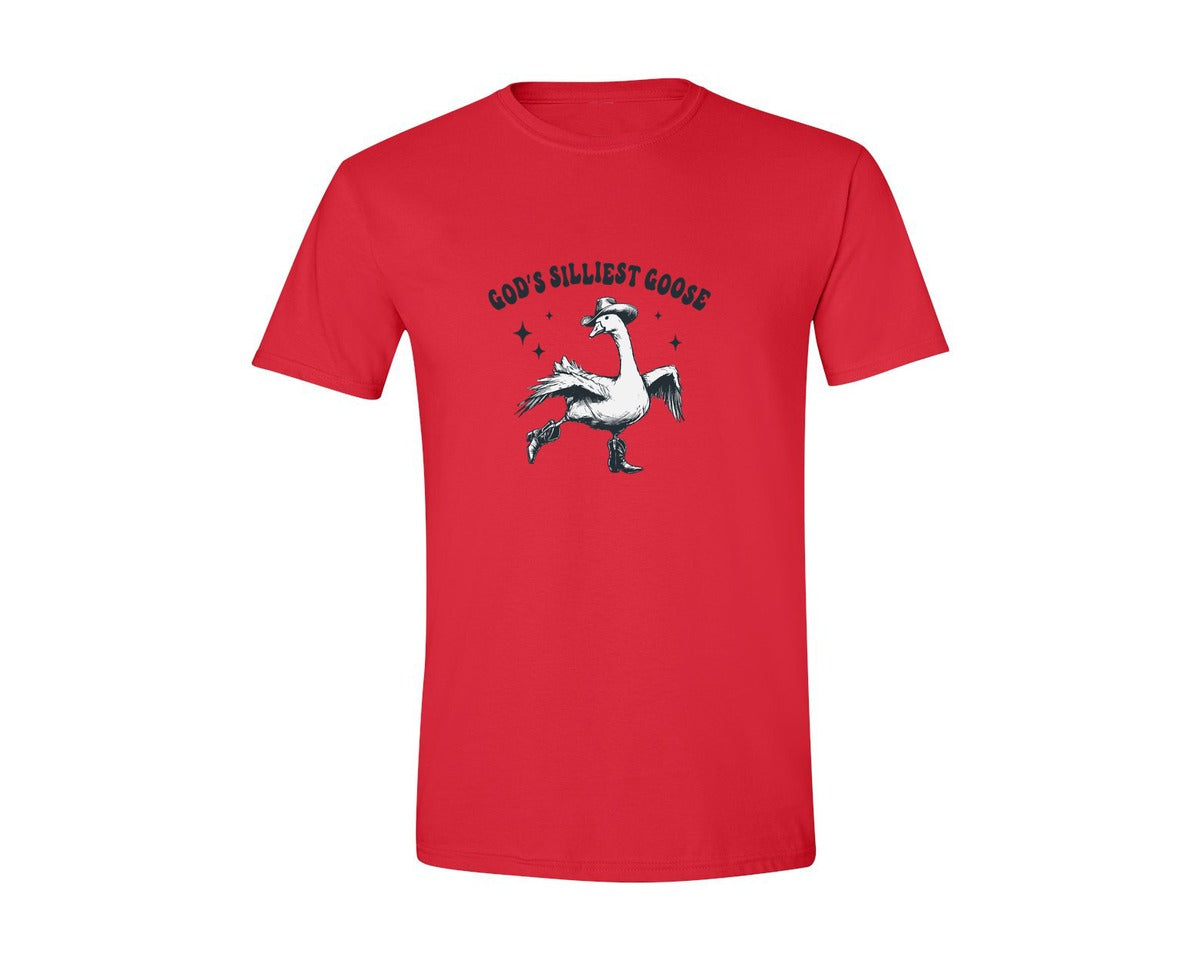 brand:Generic|color:Red|Gods Silliest Cowboy Goose Dancing Shir Graphic T-Shirt