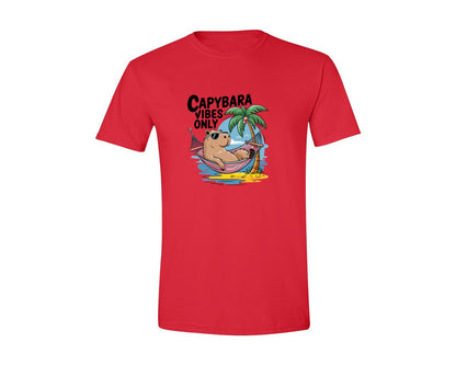 brand:Generic|color:Red|Capybara Vibes Only Summer T Shirt Print Graphic T-Shirt