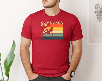 brand:Bella Canvas|color:Red|Cool Rock Climbing For Women Girls Mount Graphic T-Shirt