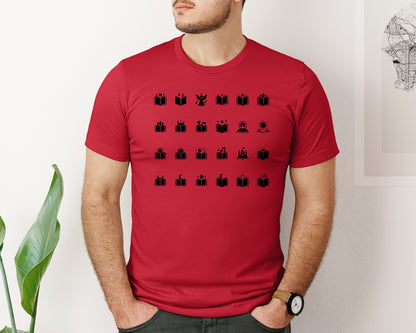 brand:Bella Canvas|color:Red|Open Book With Fantasy Graphic T-Shirt