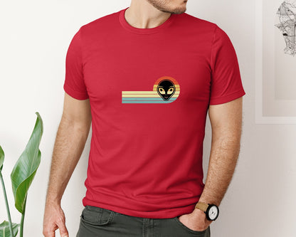 brand:Bella Canvas|color:Red|Retro Vintage Alien Face T Shirt Design Graphic T-Shirt