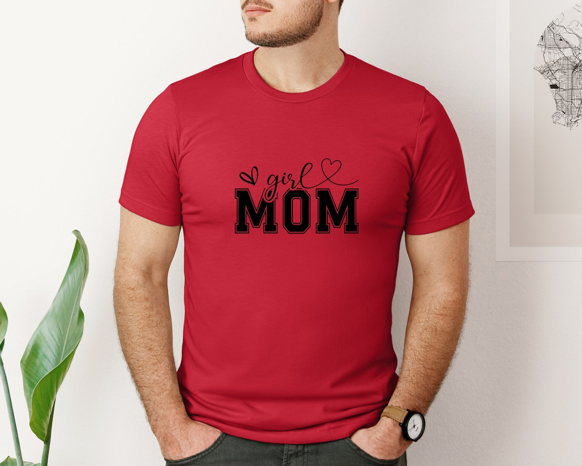 brand:Bella Canvas|color:Red|Girl Mom Mothers Day Mama Graphic T-Shirt