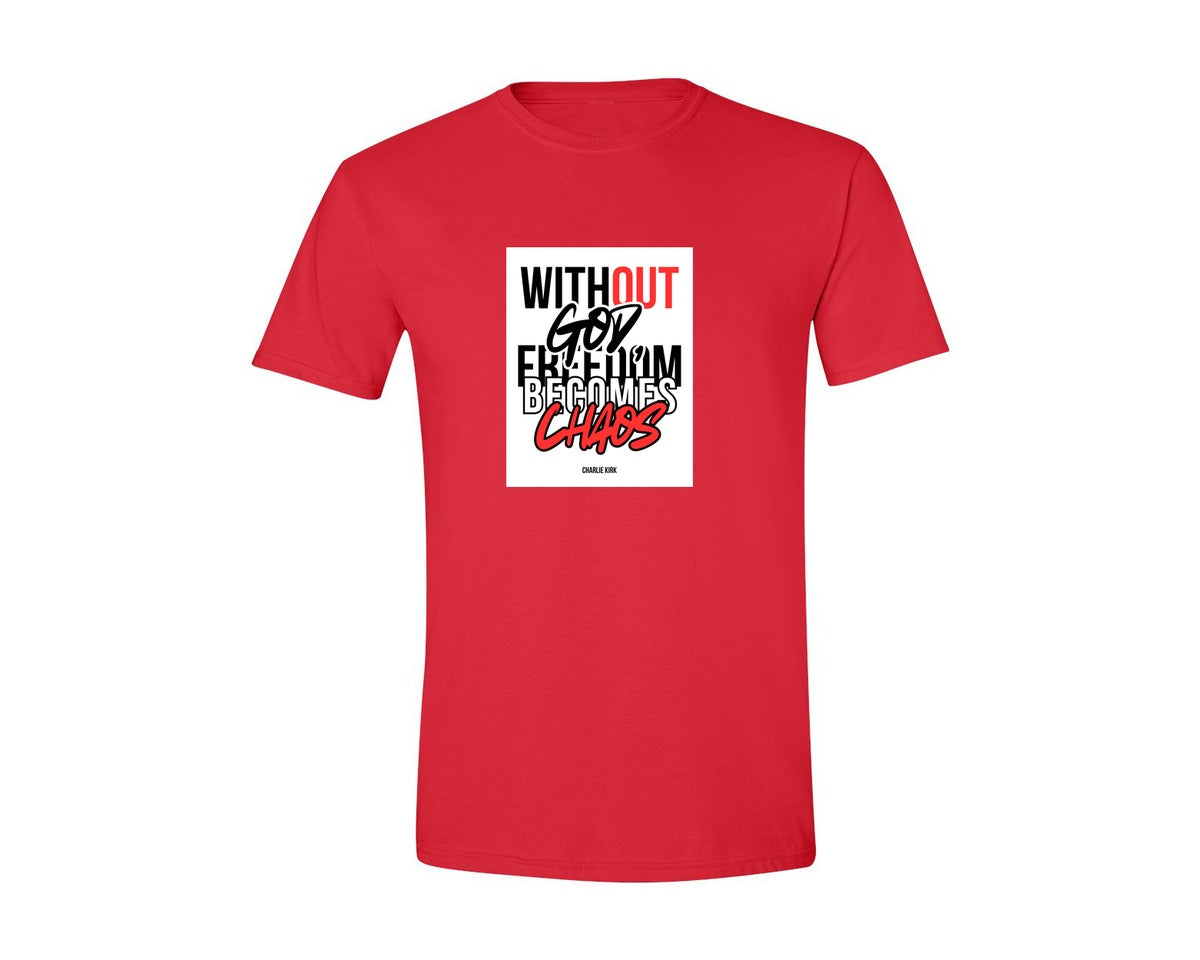 brand:Generic|color:Red|Charlie Kirk Freedom Chaos Graphic T-Shirt