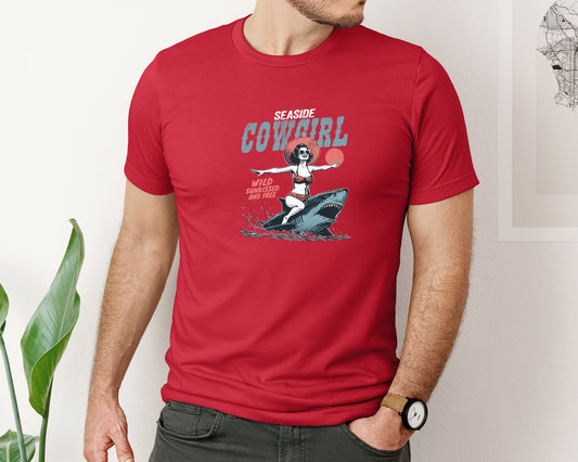 Seaside Cowgirl Retro Summer Shirt Graphic T-Shirt