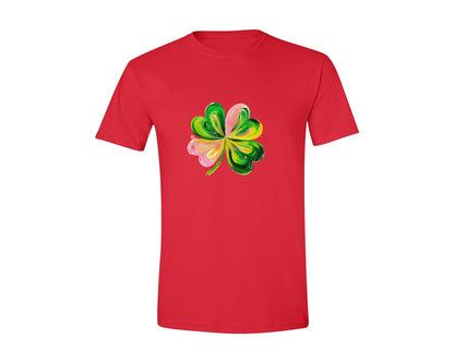 brand:Generic|color:Red|Brushstroke Shamrock Graphic T-Shirt