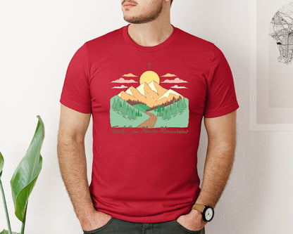 brand:Bella Canvas|color:Red|Faith Can Move Mountains Christian Quote 2 Graphic T-Shirt