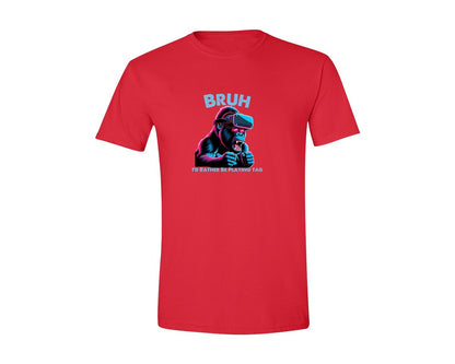 brand:Generic|color:Red|Bruh Id Rather Be Playing Tag T Shirt Graphic T-Shirt