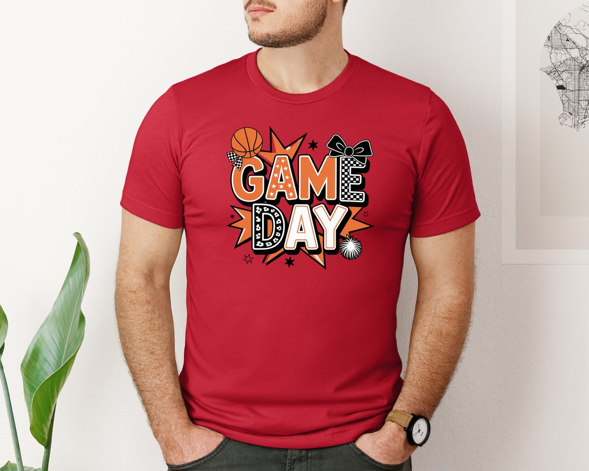 brand:Bella Canvas|color:Red|Basketball Basketball Game Day 11 Graphic T-Shirt