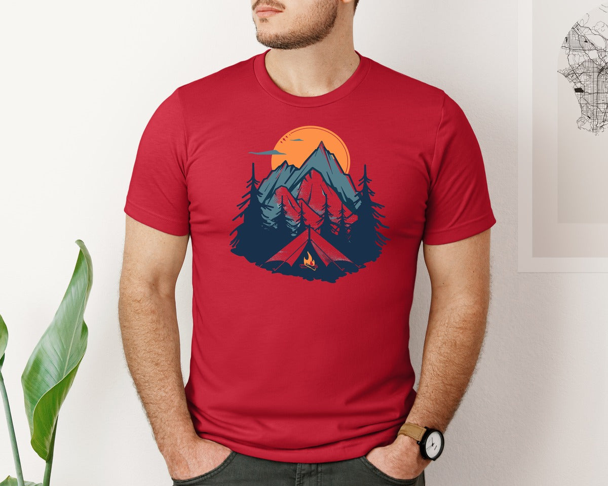 brand:Bella Canvas|color:Red|Sunset Camping Adventure T Shirt Design 8 Graphic T-Shirt