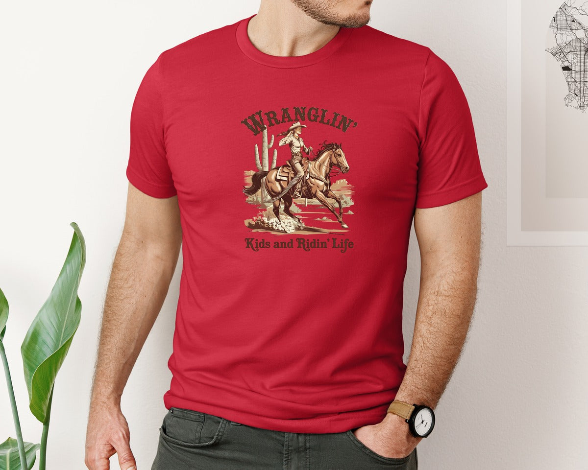 brand:Bella Canvas|color:Red|Western Mothers Day Mom 2 Graphic T-Shirt