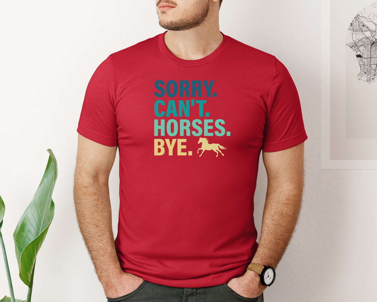brand:Bella Canvas|color:Red|Horses Horseback Riding Women Girls Graphic T-Shirt