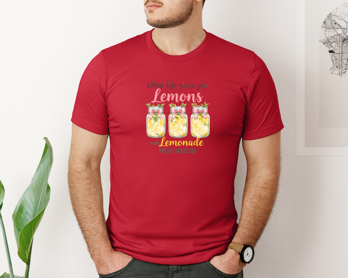 brand:Bella Canvas|color:Red|Coquette Lemon Retro Graphic T-Shirt