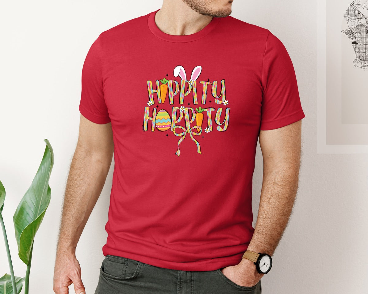 brand:Bella Canvas|color:Red|Hippity Hoppity Easter 2 Graphic T-Shirt