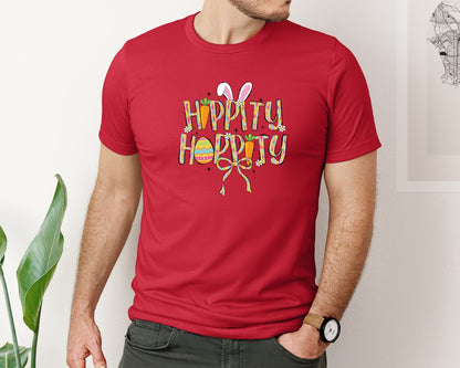 brand:Bella Canvas|color:Red|Hippity Hoppity Easter 2 Graphic T-Shirt
