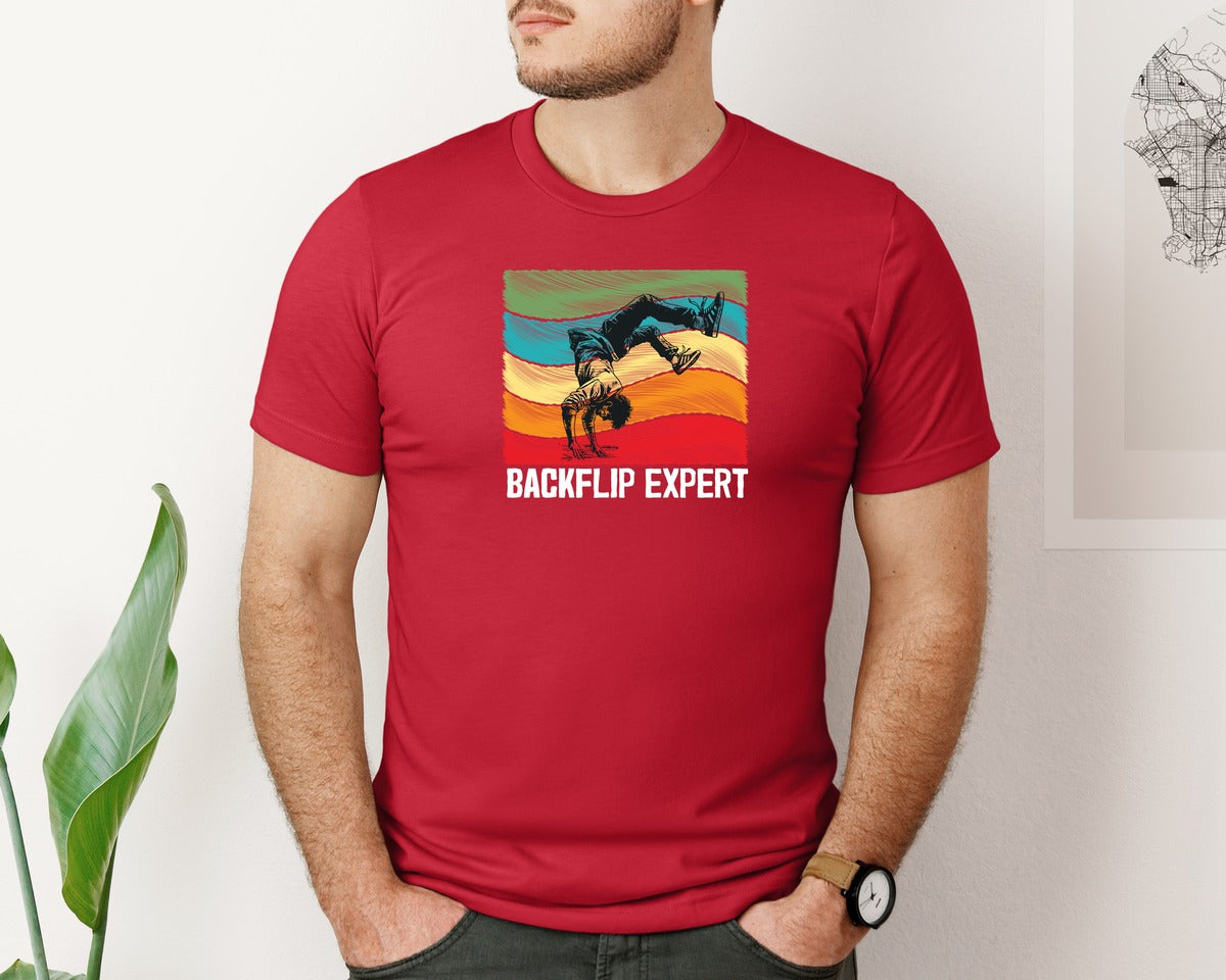 brand:Bella Canvas|color:Red|Backflip Expert Parkour T Shirt Design Graphic T-Shirt