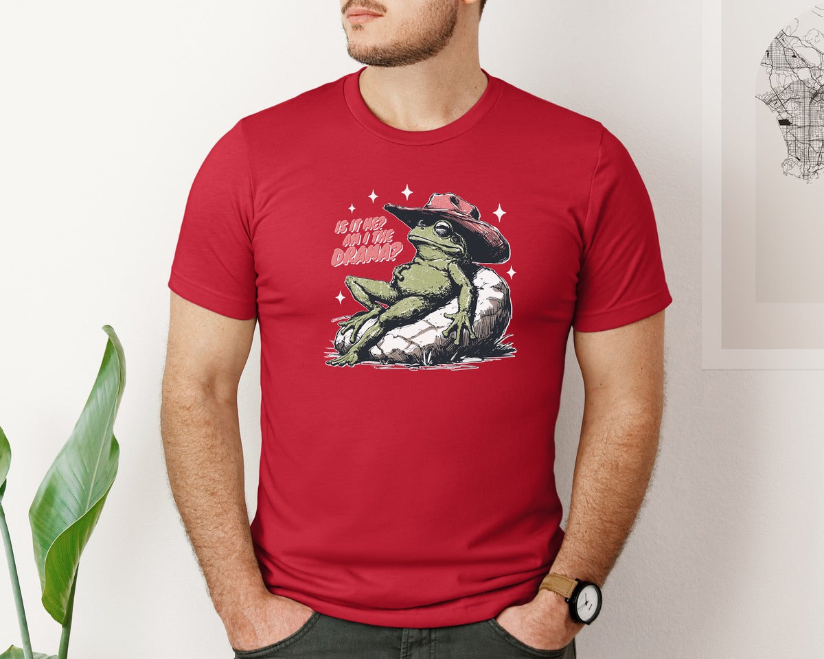 brand:Bella Canvas|color:Red|Am I The Drama Frog Shirt Graphic T-Shirt