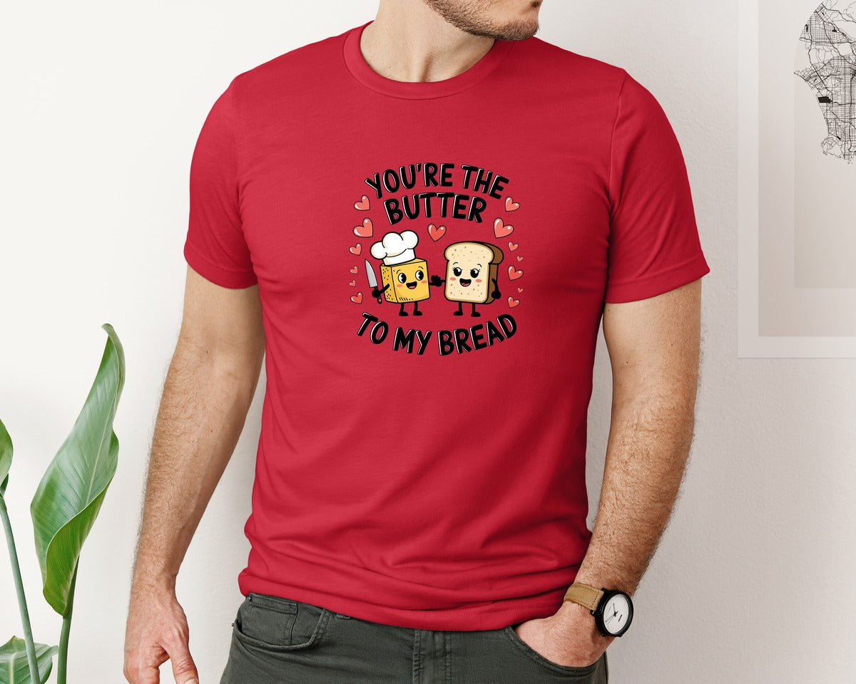 brand:Bella Canvas|color:Red|Butter To My Bread 5 Graphic T-Shirt