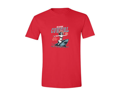 brand:Generic|color:Red|Seaside Cowgirl Retro Summer Shirt Graphic T-Shirt