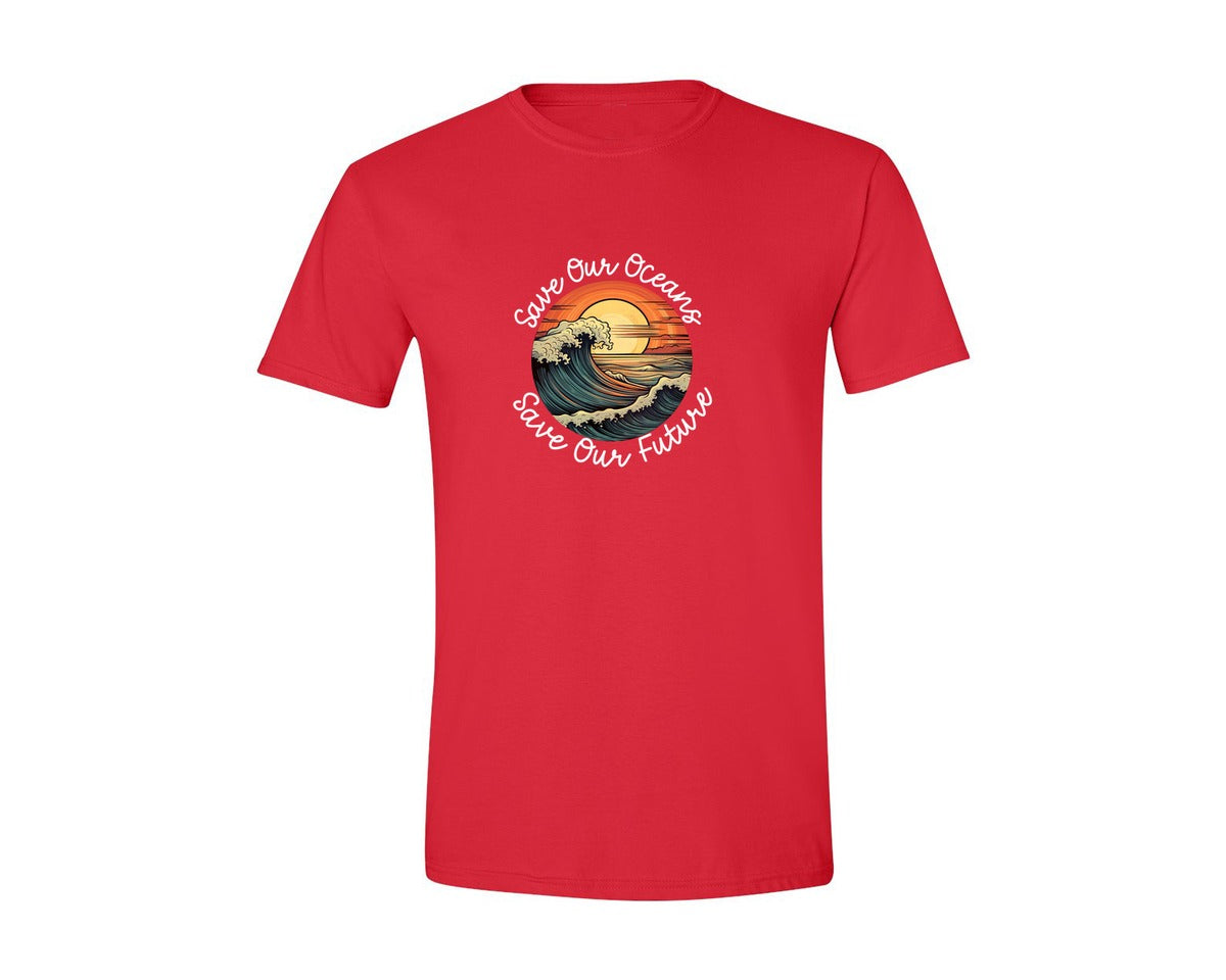 brand:Generic|color:Red|Save Our Oceans Save Our Future Graphic T-Shirt