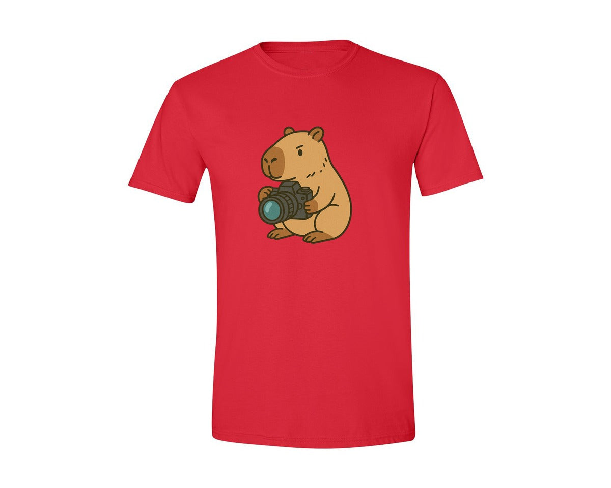 brand:Generic|color:Red|Capybara Photographer Cute Animal Graphic T-Shirt